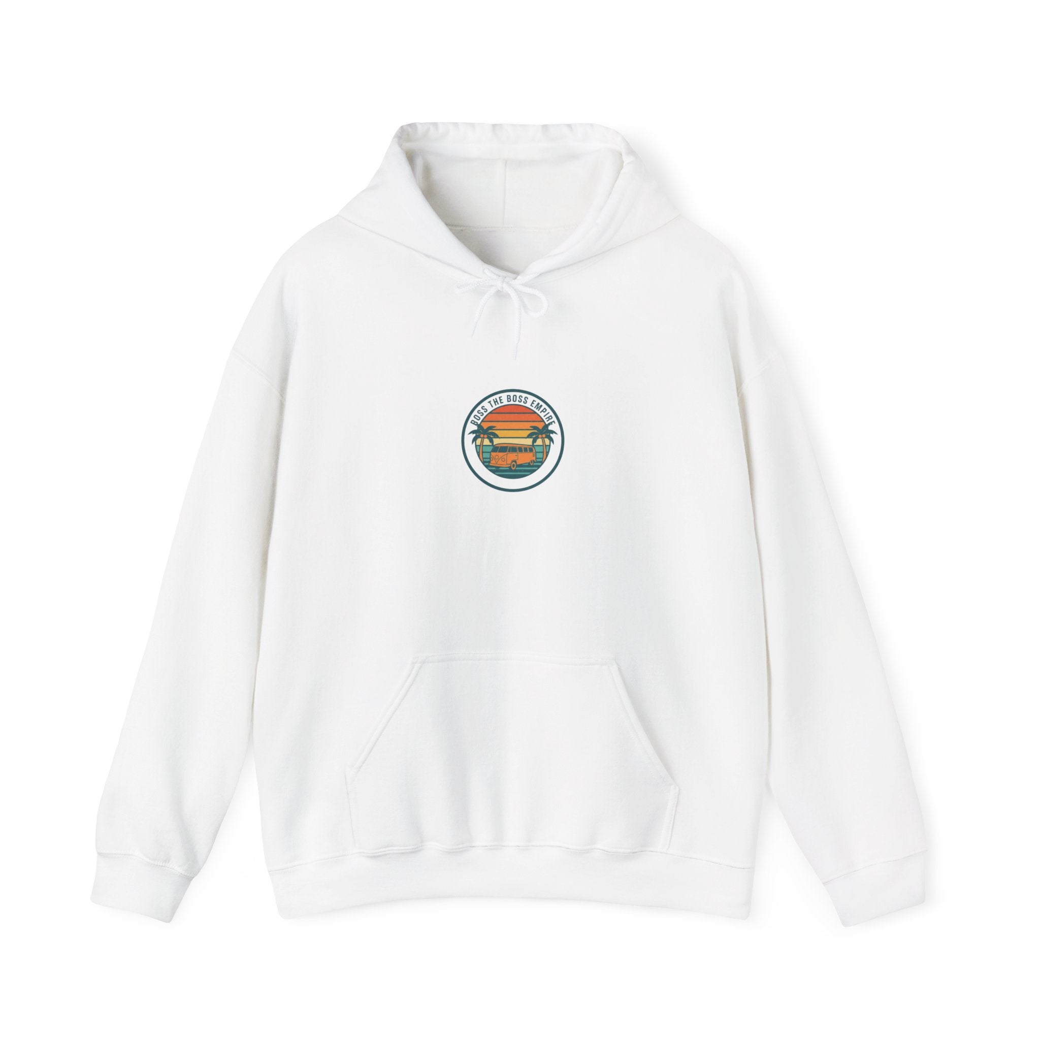 Vintage 70s Sunset Palm Hoodie | Retro Surf Graphic, Golden Hour Postcard