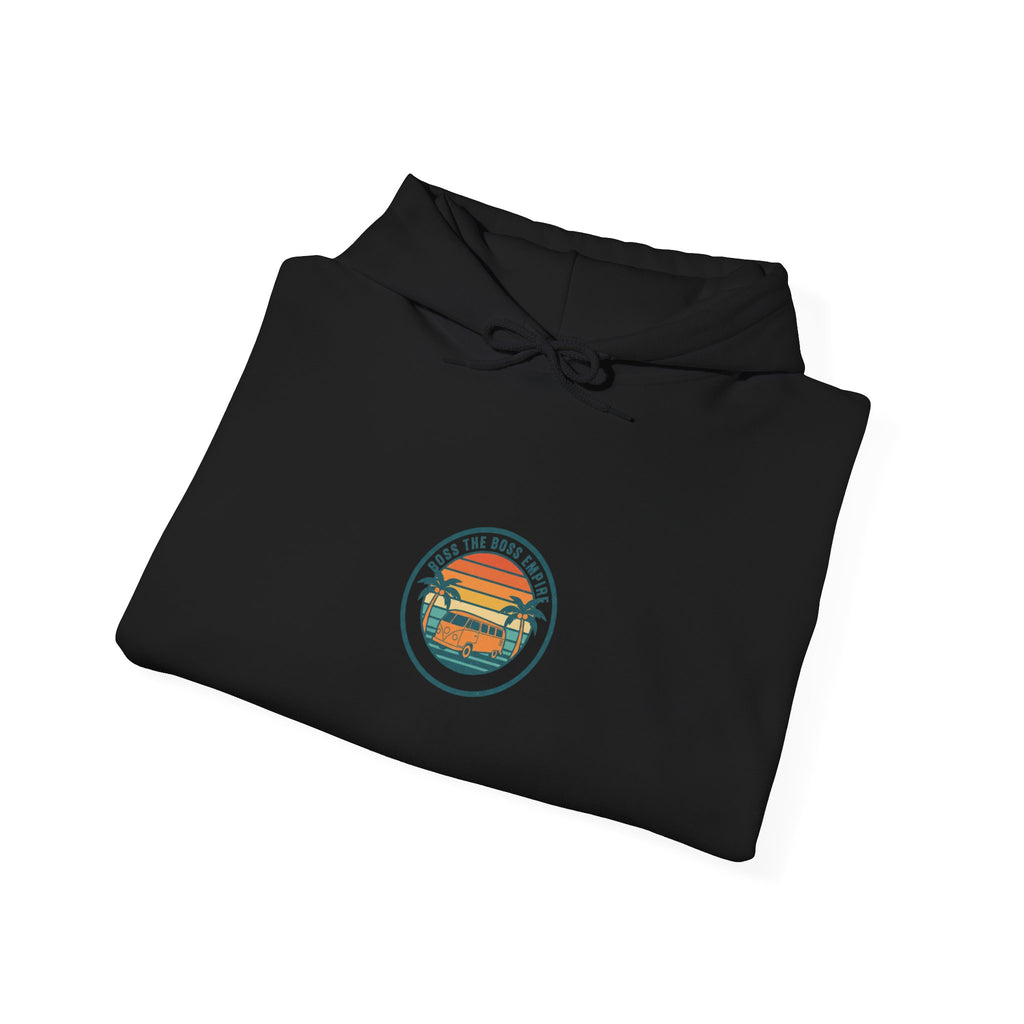 Vintage 70s Sunset Palm Hoodie | Retro Surf Graphic, Golden Hour Postcard