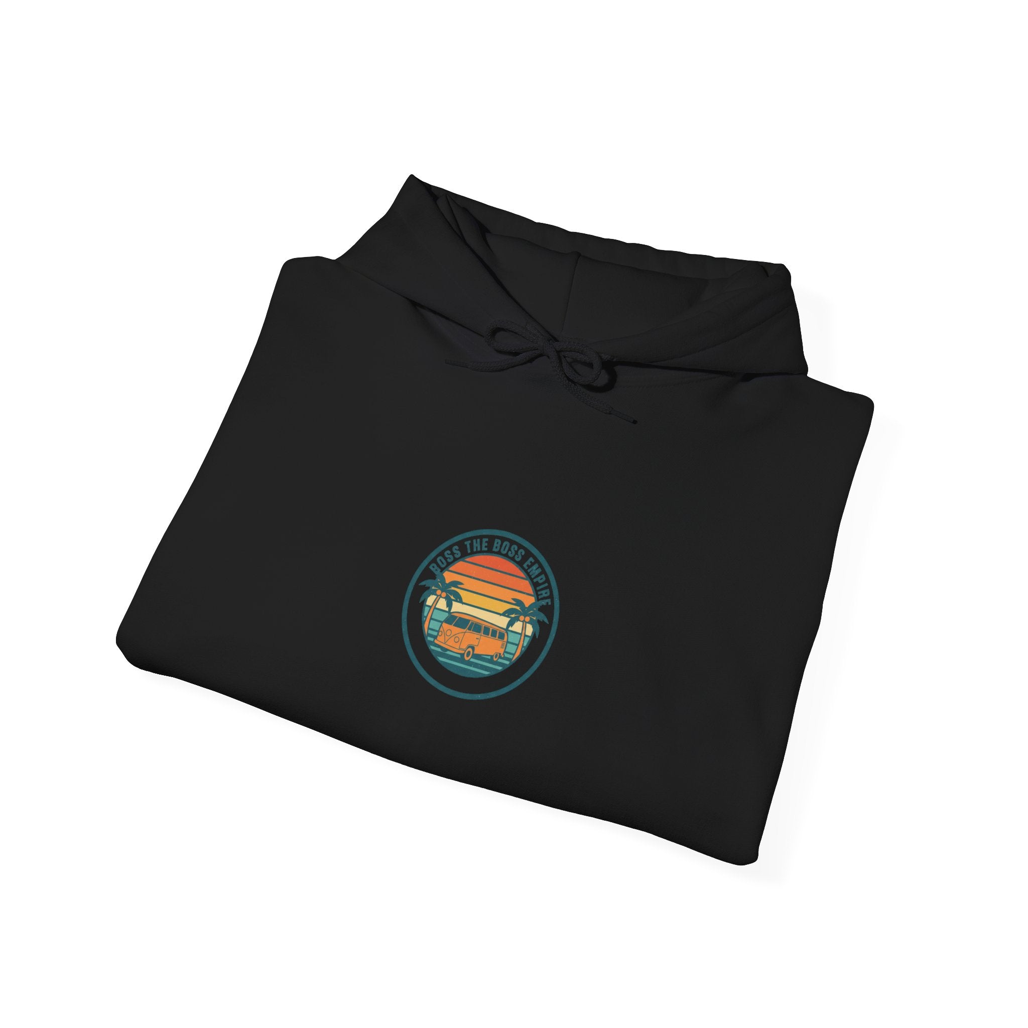 Vintage 70s Sunset Palm Hoodie | Retro Surf Graphic, Golden Hour Postcard
