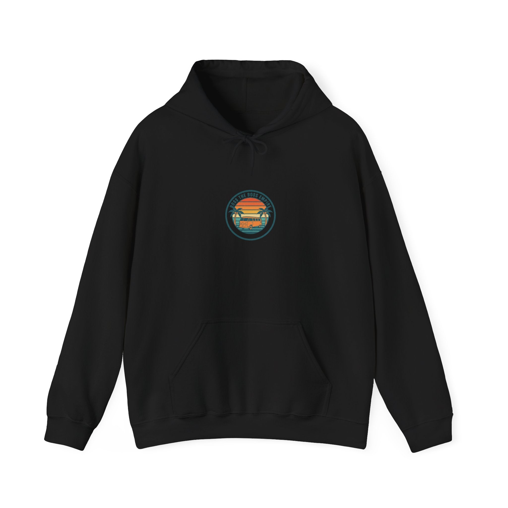 Vintage 70s Sunset Palm Hoodie | Retro Surf Graphic, Golden Hour Postcard