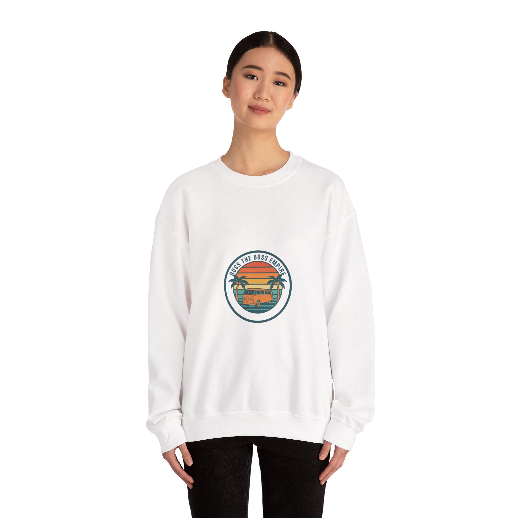 70s Sunset Surf Graphic Sweatshirt | Retro Palm Golden Hour postcard design