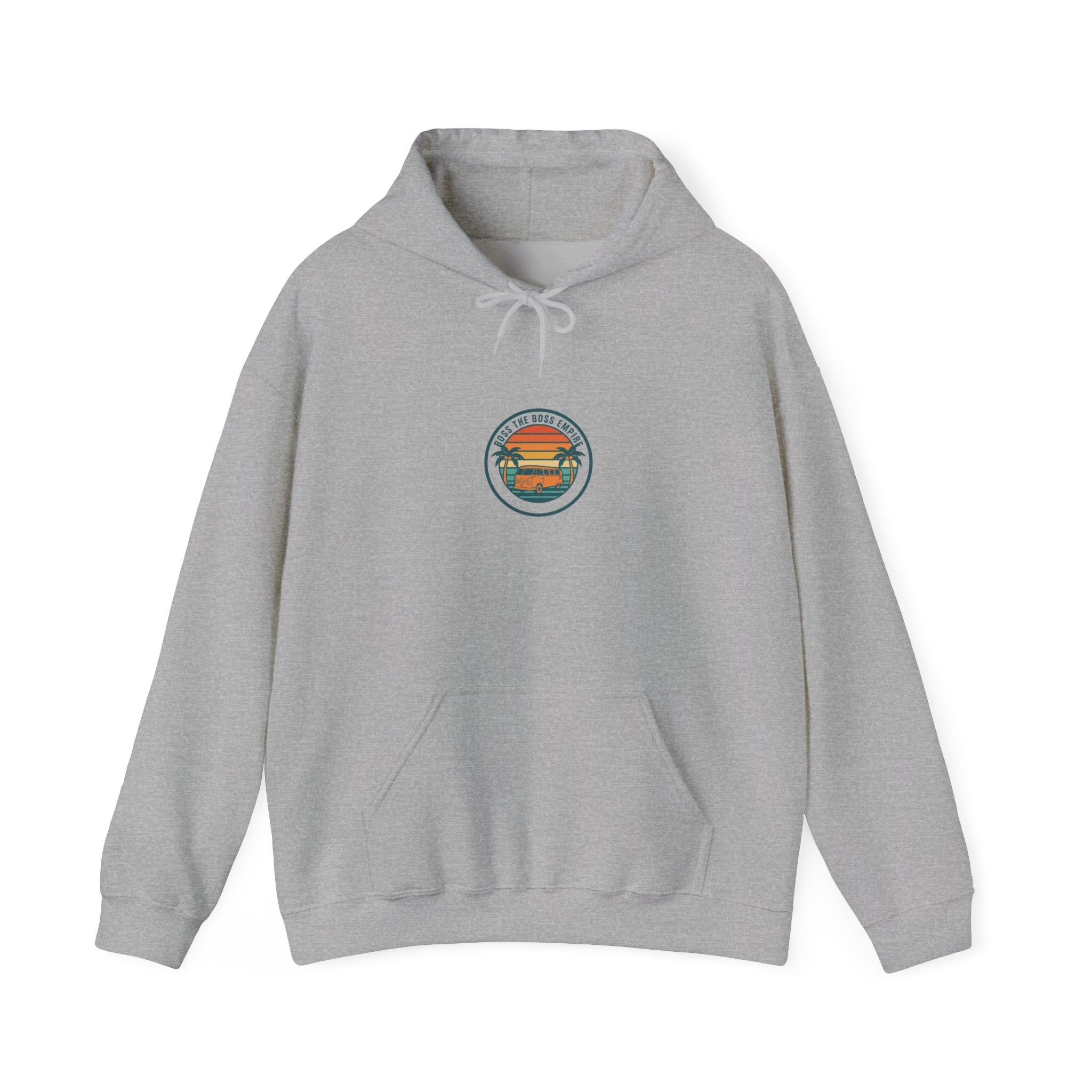 Vintage 70s Sunset Palm Hoodie | Retro Surf Graphic, Golden Hour Postcard