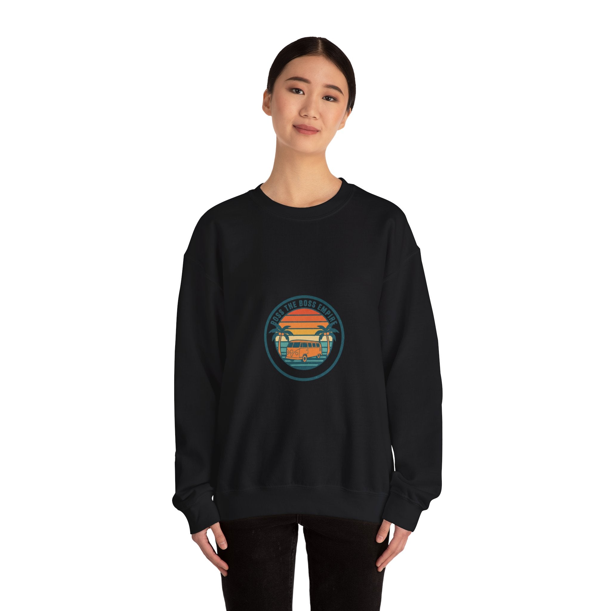 70s Sunset Surf Graphic Sweatshirt | Retro Palm Golden Hour postcard design