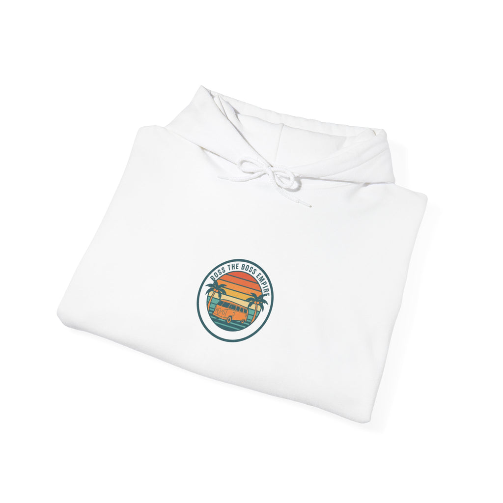 Vintage 70s Sunset Palm Hoodie | Retro Surf Graphic, Golden Hour Postcard