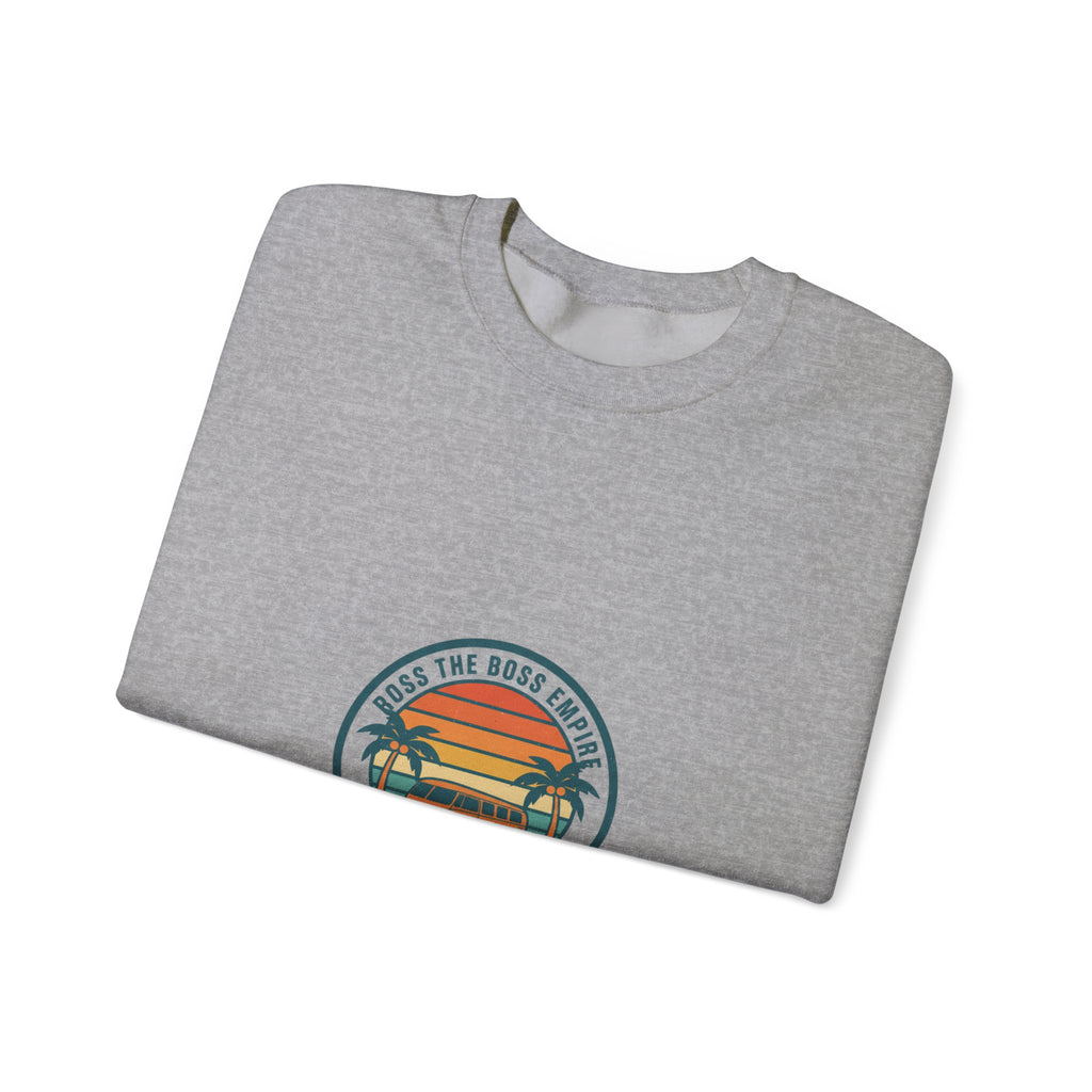 70s Sunset Surf Graphic Sweatshirt | Retro Palm Golden Hour postcard design