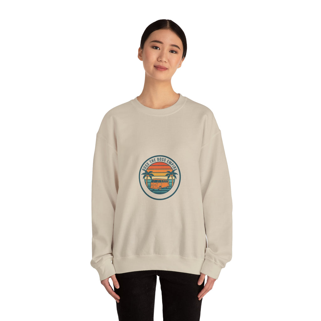 70s Sunset Surf Graphic Sweatshirt | Retro Palm Golden Hour postcard design