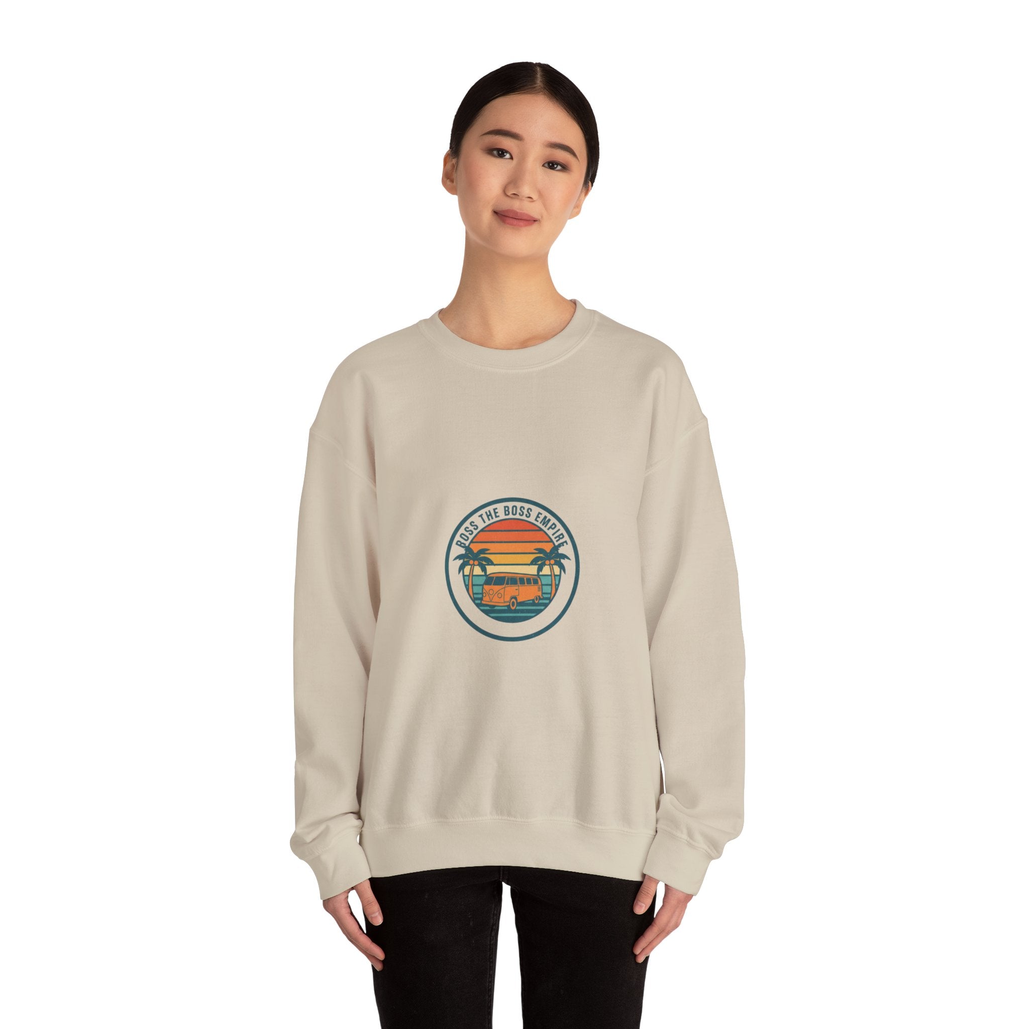 70s Sunset Surf Graphic Sweatshirt | Retro Palm Golden Hour postcard design