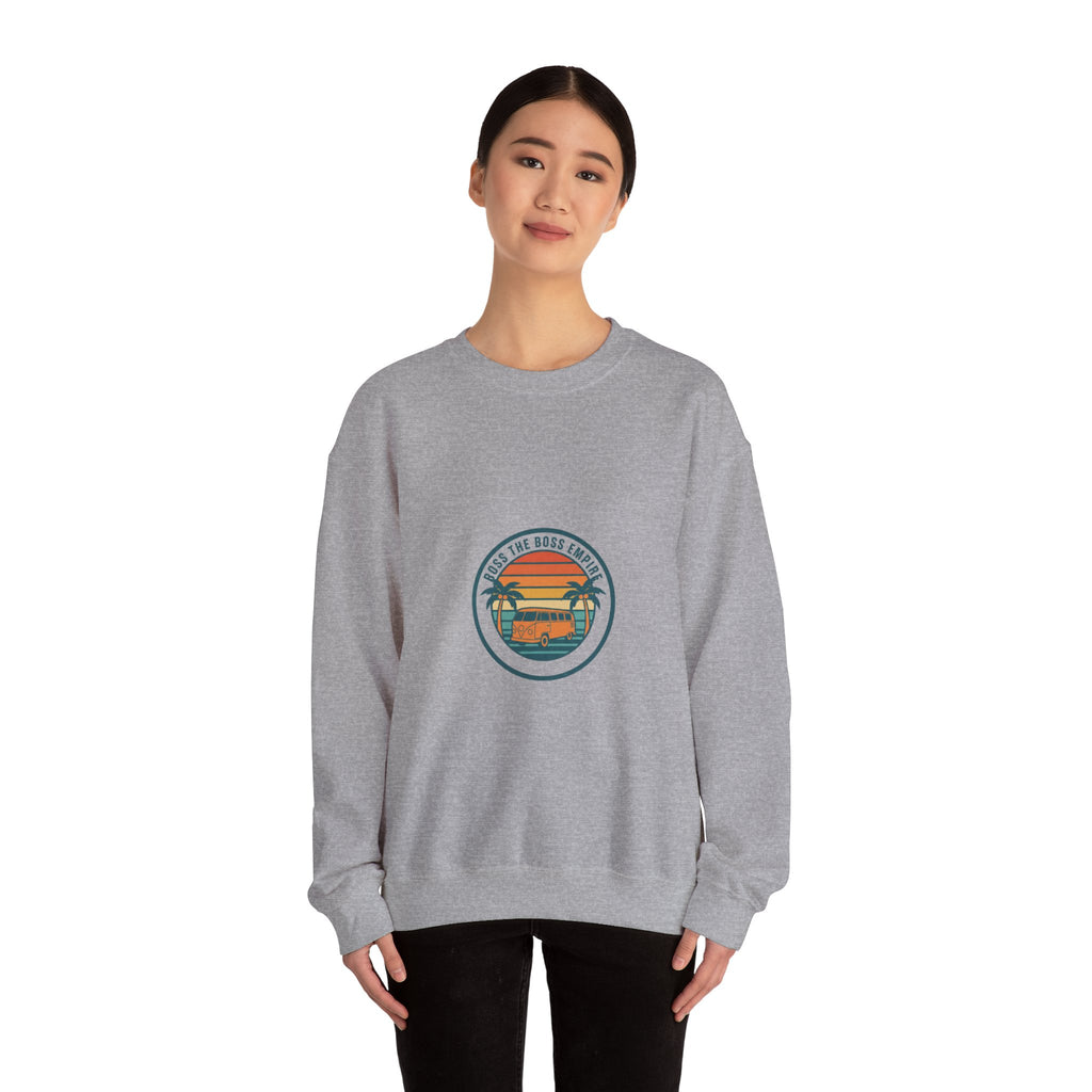 70s Sunset Surf Graphic Sweatshirt | Retro Palm Golden Hour postcard design