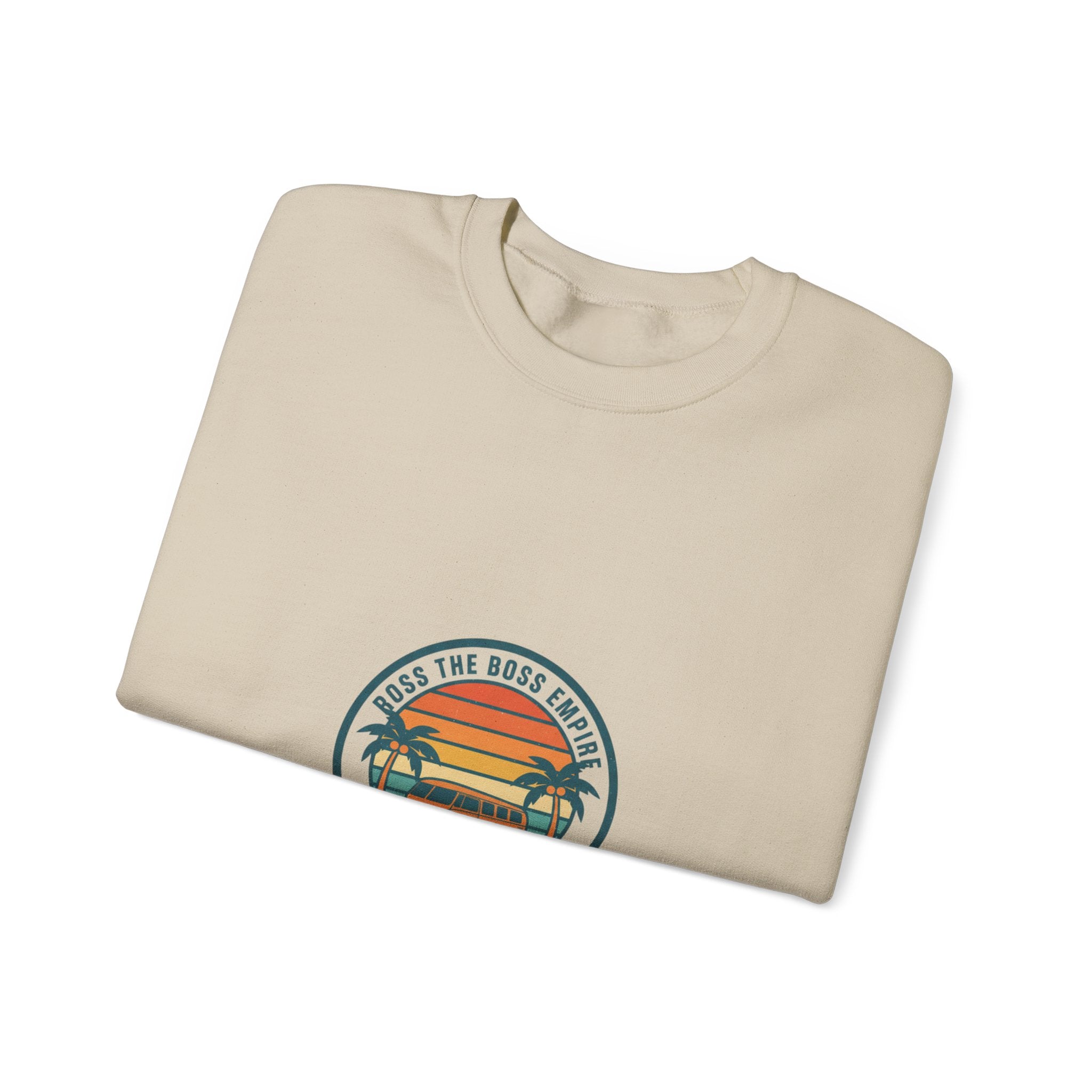 70s Sunset Surf Graphic Sweatshirt | Retro Palm Golden Hour postcard design