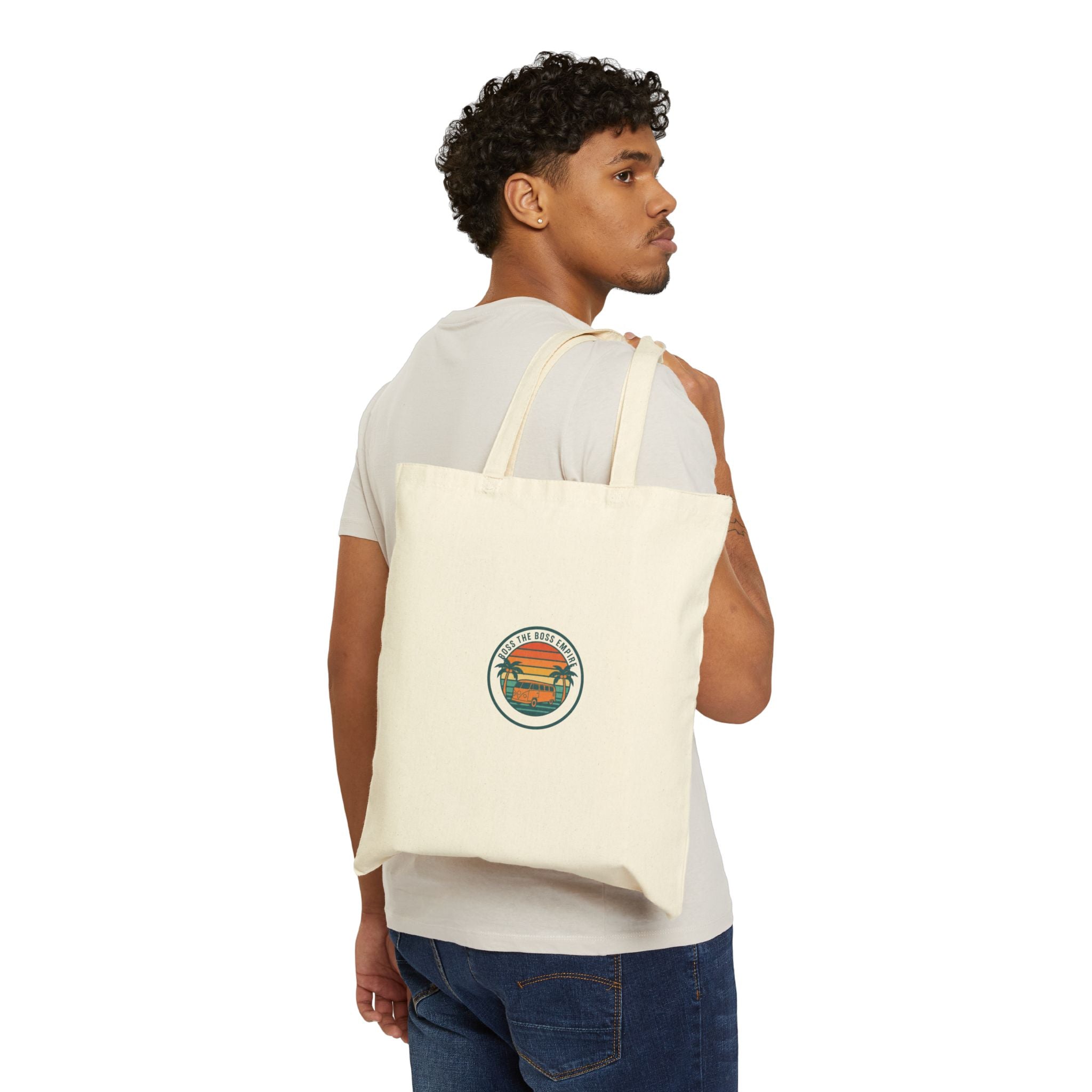 Retro 70s Sunset Palm Tote | Analog Sunshine, Golden Hour Postcard