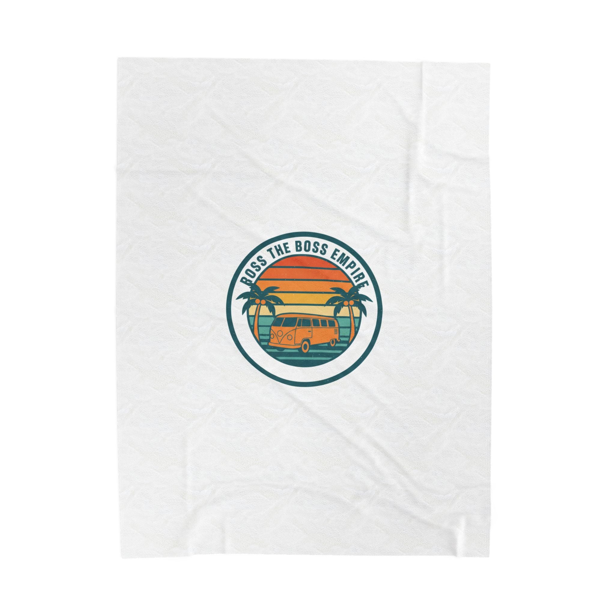 Retro Sunset Surf Van Blanket | 70s Golden Hour, Vintage Palm Travel