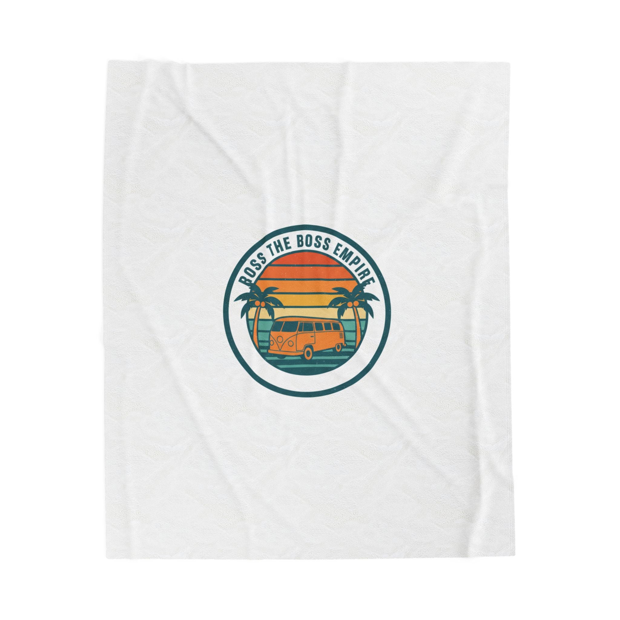 Retro Sunset Surf Van Blanket | 70s Golden Hour, Vintage Palm Travel